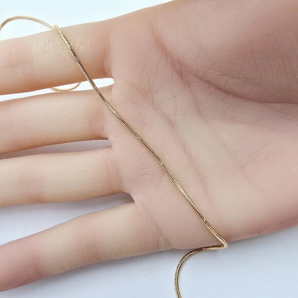 Minimalist Rose Gold Snake Chain Necklace, 18 Inch, Gold Plated Brass, XPNL0017 - Picture 10 of 12